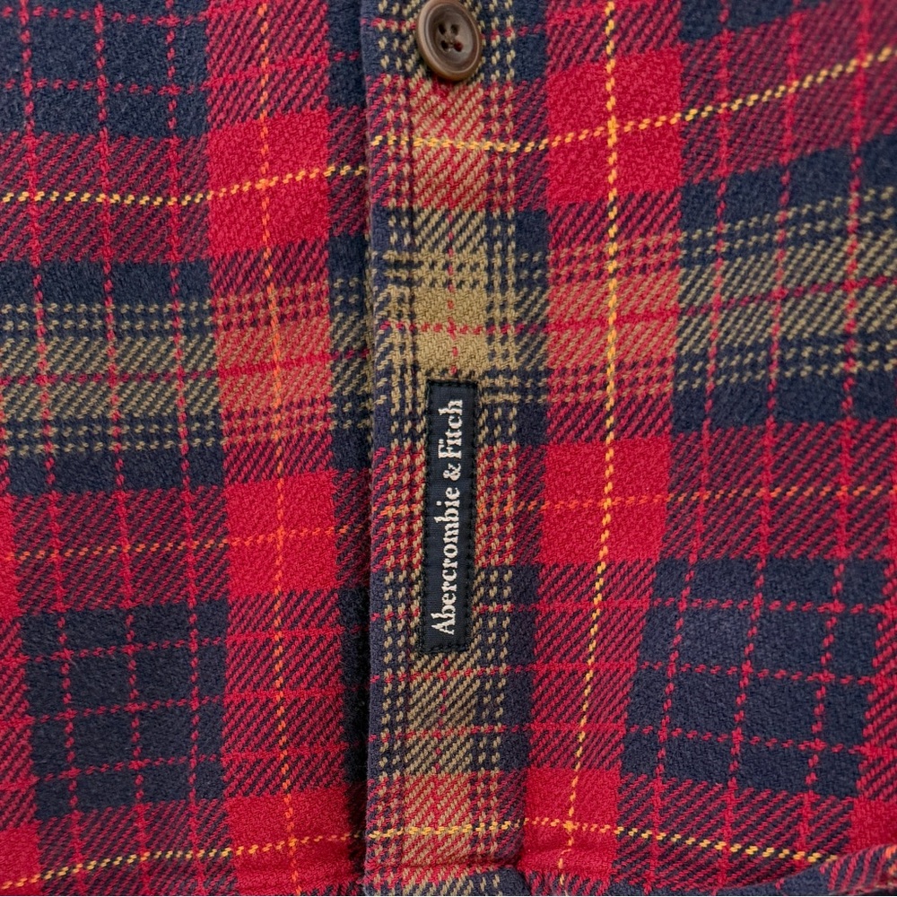 Abercrombie & Fitch Vintage Heavy Weight Red and Green Plaid Flannel Shirt - Picture 5 of 5